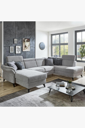 Großes U-förmiges Sofa auf Füßen – modernes Wohnzimmermöbel